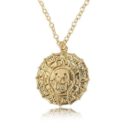 Aztec Gold Coins Pendant Charm Necklace
